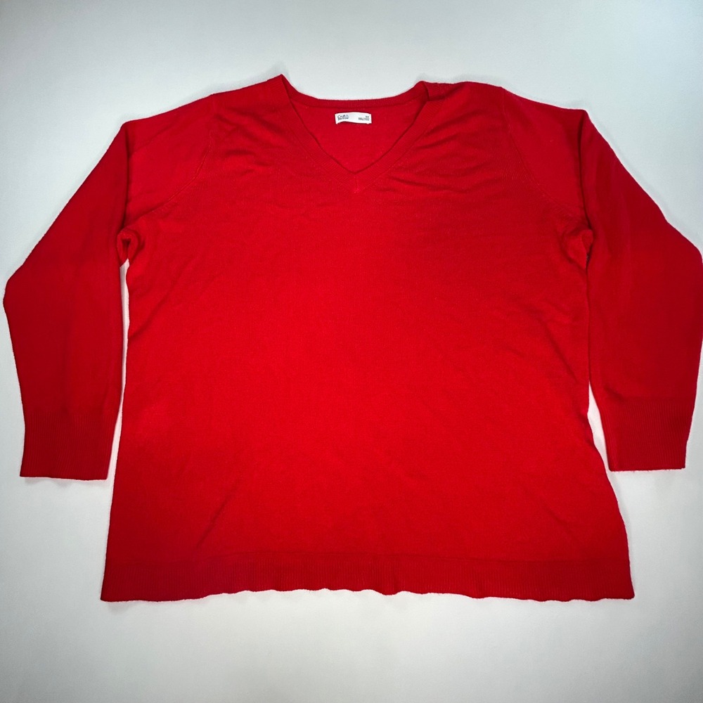 Croft & Barrow Mens V Neck Sweater 2XL Red Pullover Knit Long Sleeve